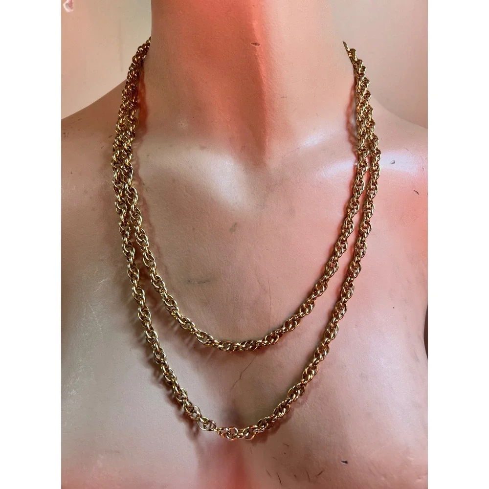 Vintage Gold Tone Long Rope‎ Chain Necklace 52